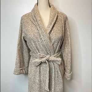 Oscar De La Renta Animal Print Fleece Robe Size L/XL